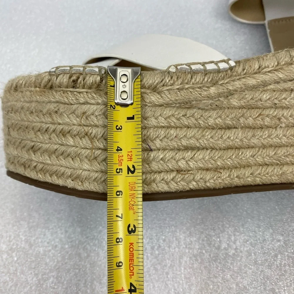 Marc Fisher Randall‎ Platform Wedge Espadrille White Leather Summer sandals 10 M